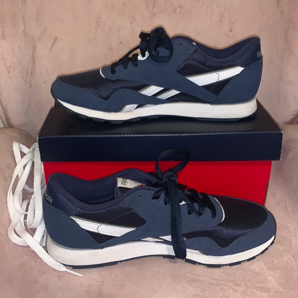 Reebok Classic Nylon Sneaker in Navy